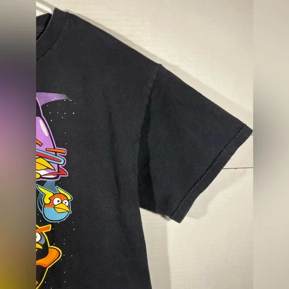 Y2K Angry Birds Space Anim Cartoon Graphic T Shirt Size Large Black S/S - Picture 10 of 13